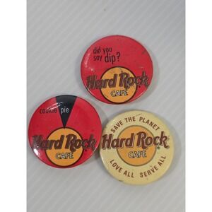 Hard Rock Cafe Pinback Button Lot Cookie Pie Dip Save The Planet